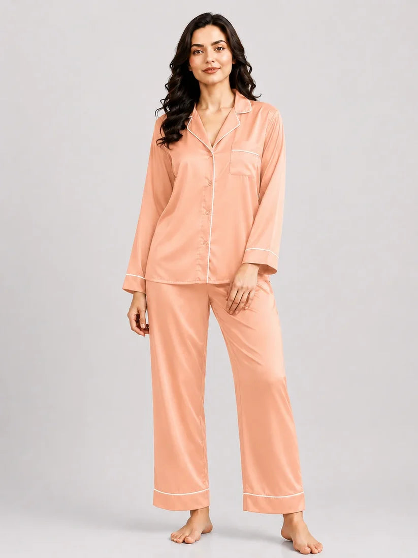 Plain Button Down Silk - DUSTY ROSE