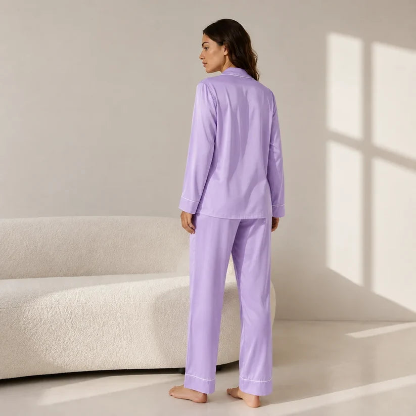 Plain Button Down Silk - Lilac