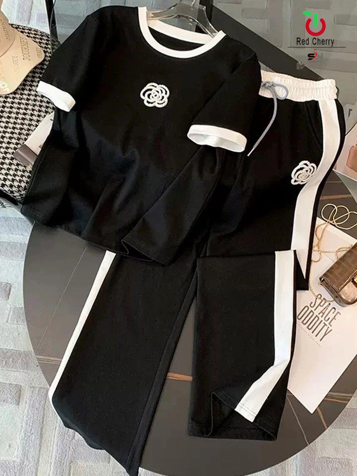 T.S Flower Printed Black Night Suit