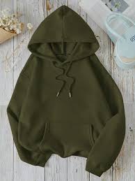 Olive Green Plain Hoodie for Unisex